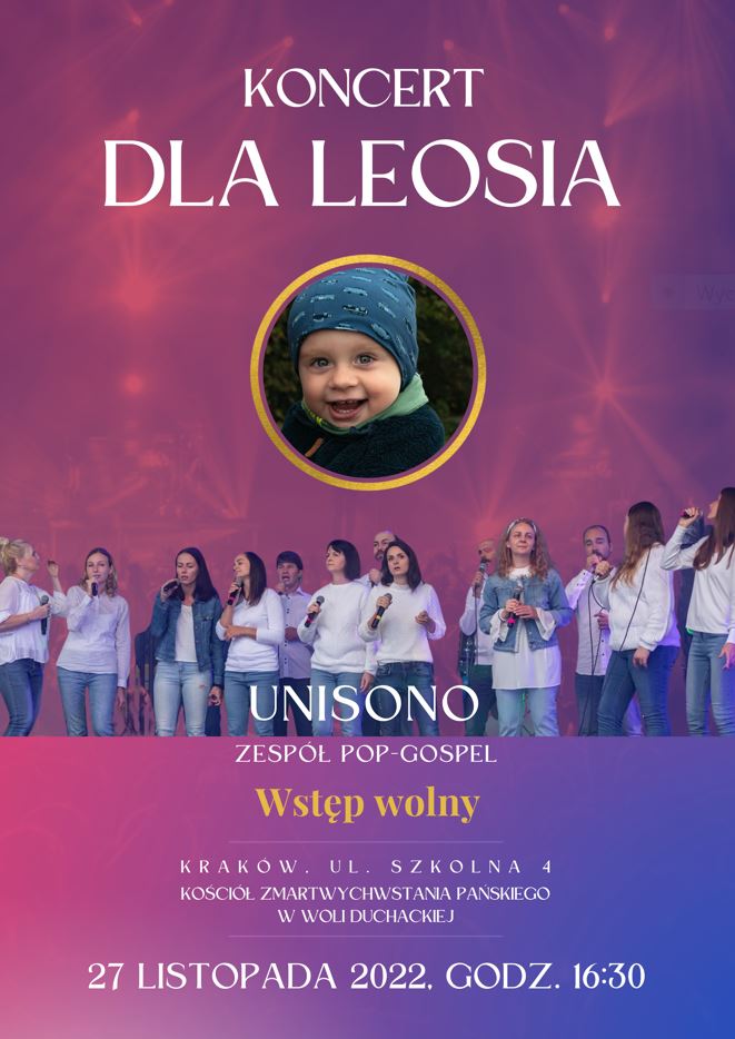 Koncert Charytatywny UNISONO, niedziela 27.11 godz. 16.30